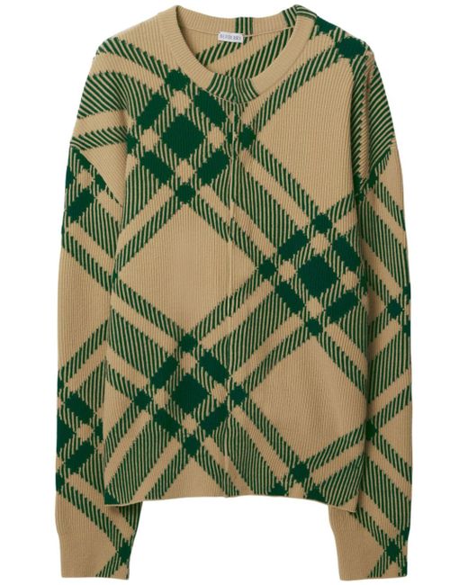 Burberry check-pattern intarsia-knit cardigan
