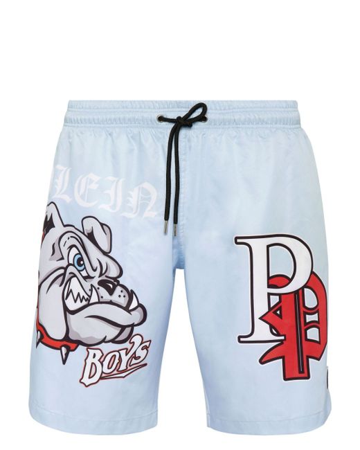 Philipp Plein Bulldogs-print swim shorts
