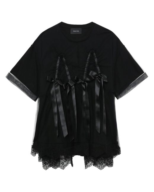 Simone Rocha bow-detail lace-overlay top