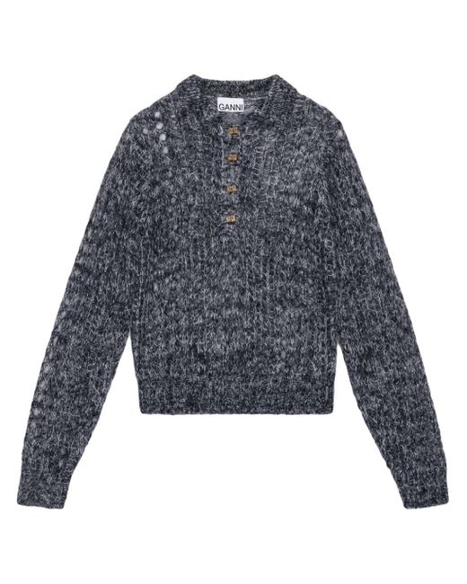 Ganni mélange-effect knitted jumper