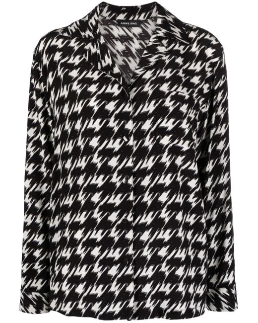 Anine Bing houndstooth-print crepe blouse
