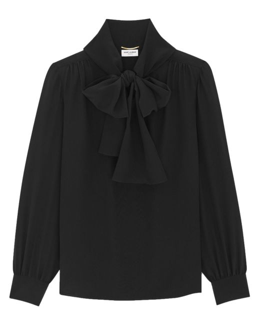 Saint Laurent pussy-bow collar blouse