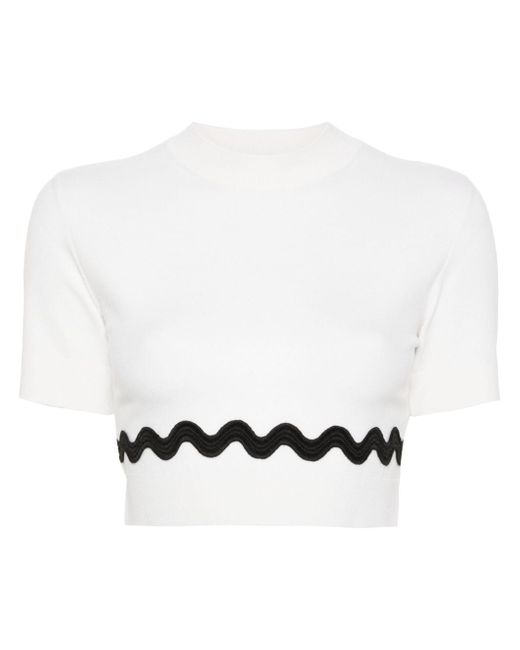 Patou scallop-trim cropped knitted top