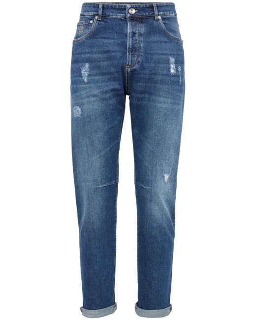 Brunello Cucinelli distressed straight-leg jeans