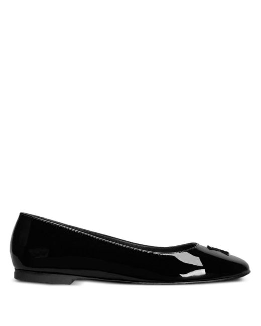 AMI Alexandre Mattiussi logo-embossed leather ballerina shoes