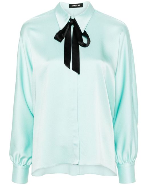 Styland bow-collar crepe shirt