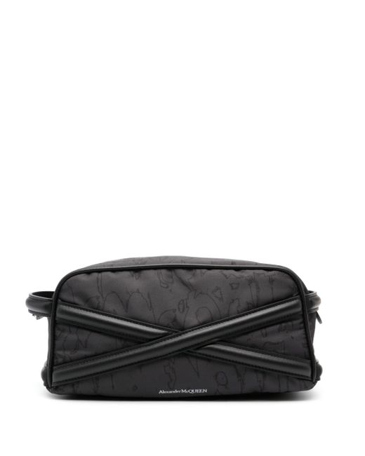 Alexander McQueen cross-strap logo-print wash bag