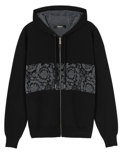 Versace Barocco-jacquard zip-up hoodie