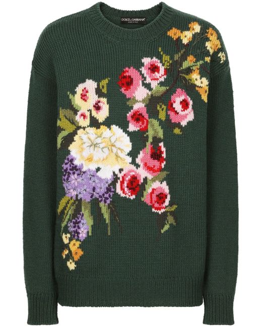 Dolce & Gabbana floral intarsia-knit jumper