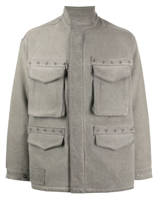 Izzue flap-pocket brushed padded jacket