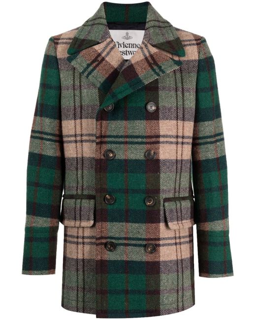 Vivienne Westwood tartan-check virgin wool double-breasted coat