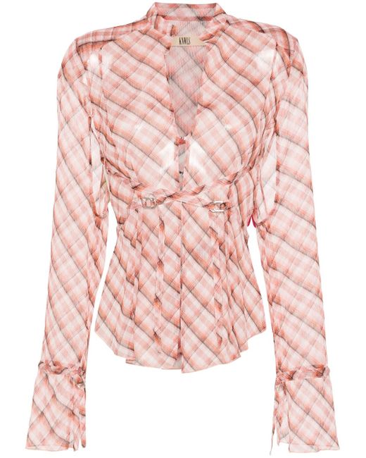 Knwls Thrall strappy checked shirt