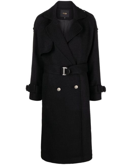 Maje double-breasted tweed trench coat