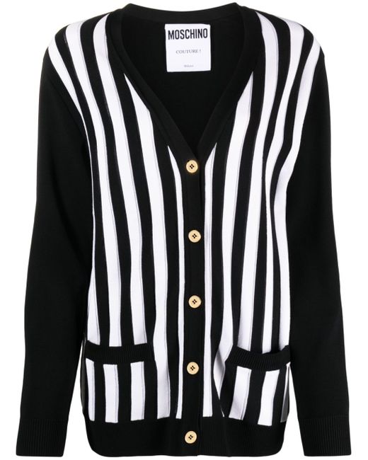 Moschino striped ribbed-knit cardigan