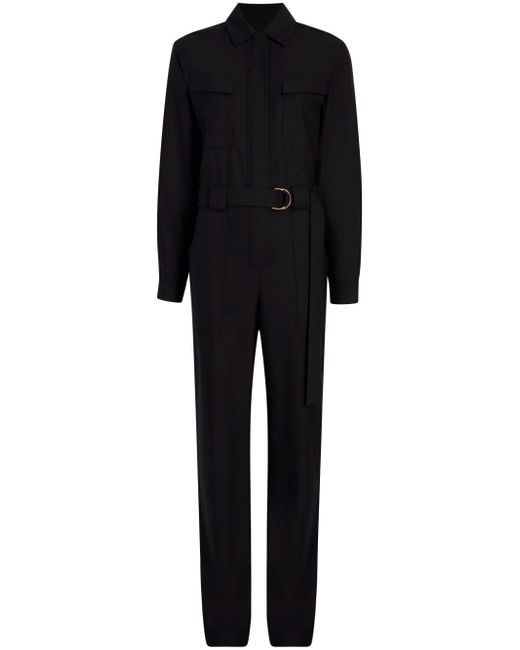 Another Tomorrow high-neck belted-waist jumpsuit