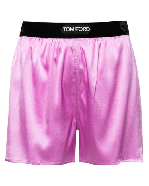 Tom Ford logo-patch satin boxer shorts