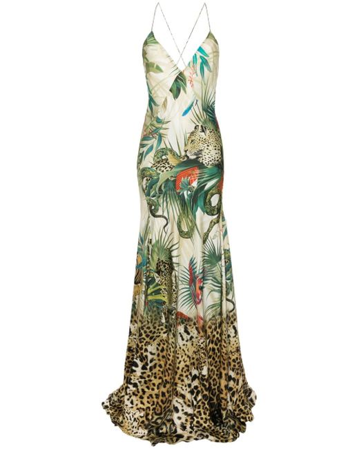 Roberto Cavalli Jungle-print maxi dress