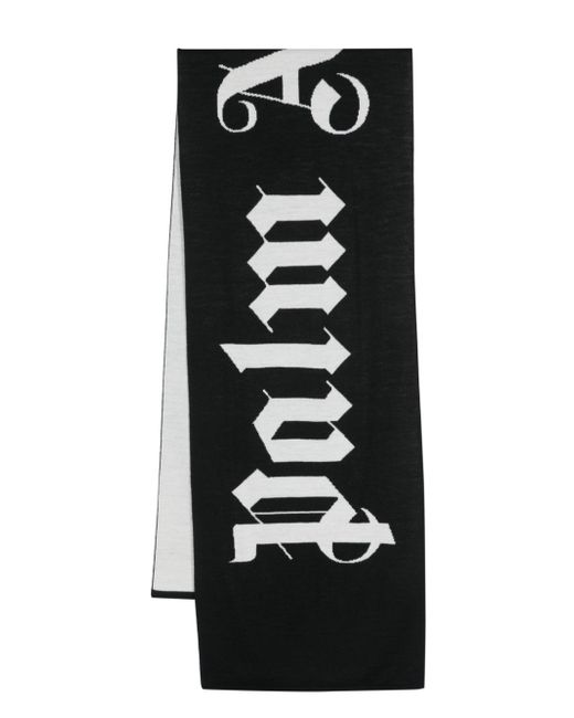 Palm Angels logo-jacquard wool-blend scarf