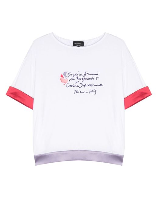 Emporio Armani contrasting-trim logo-print T-shirt