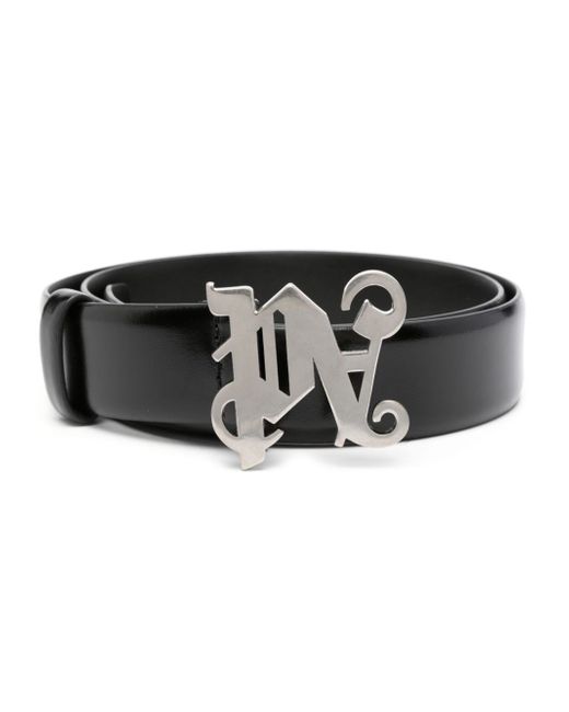 Palm Angels monogram-appliqu leather belt