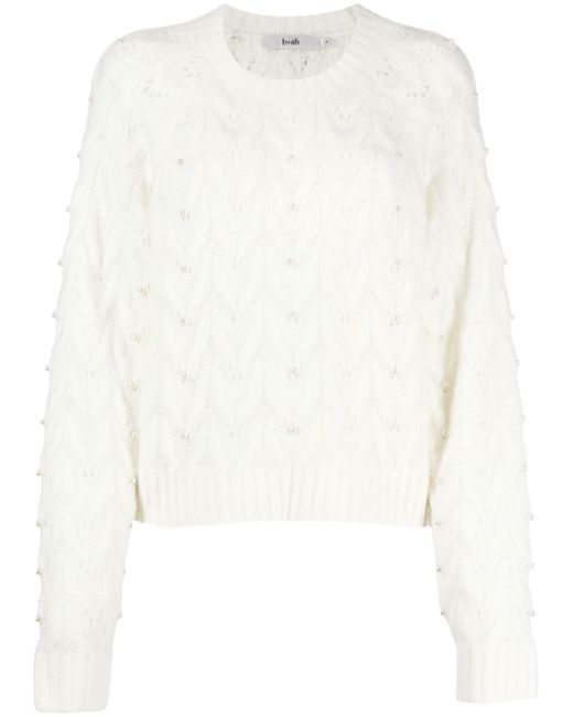 b+ab pearl-embellished cable-knit jumper
