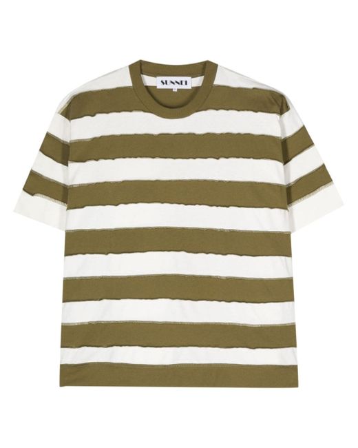 Sunnei exposed-seam striped t-shirt