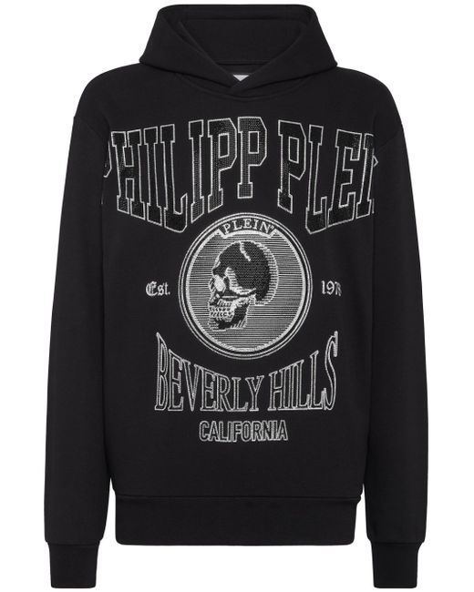 Philipp Plein crystal-embellished jersey hoodie