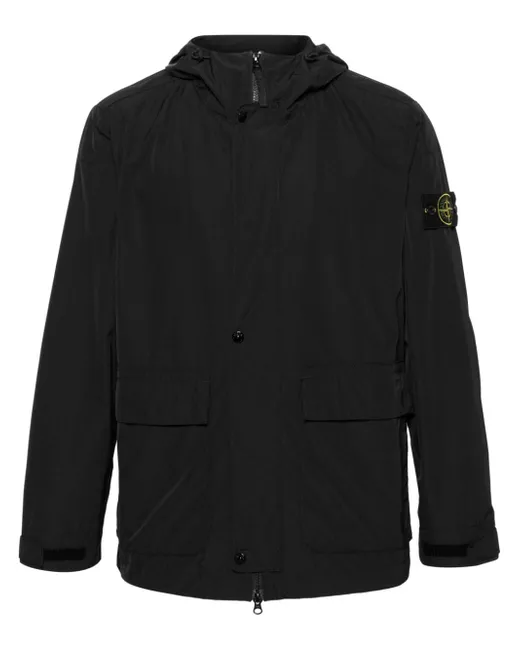 Stone Island compass-appliqué hooded jacket