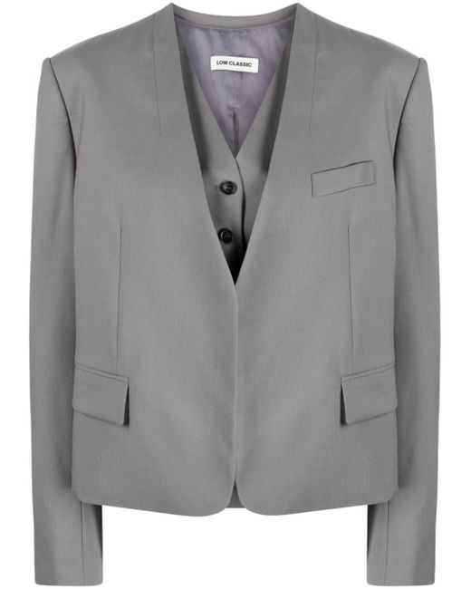 Low Classic V-neck wool vest and blazer set