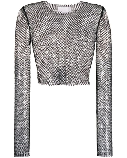 Genny rhinestone-embellished mesh top