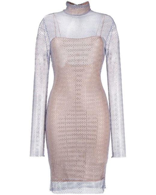 Genny Elegant rhinestone-embellished mesh minidress