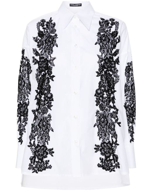Dolce & Gabbana lace-trim cotton shirt
