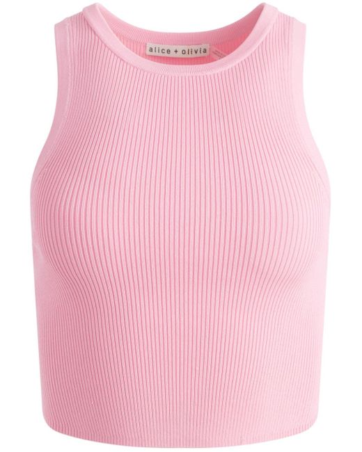 Alice + Olivia Marvin ribbed cropped tank top