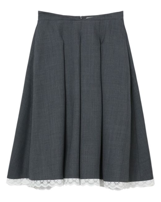 Shushu-Tong lace-trim pleated skirt