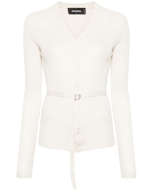 Dsquared2 fine-knit belted cardigan