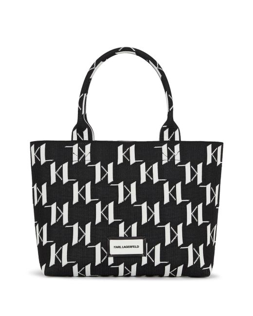 Karl Lagerfeld monogram-pattern knitted tote bag