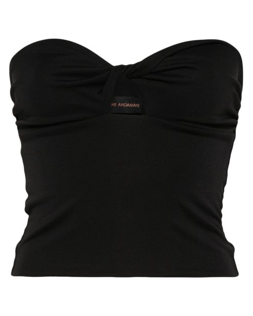 The Andamane twist-detail strapless top