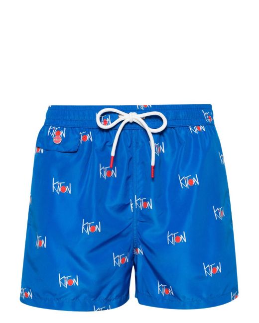 Kiton all-over logo printed swim shorts