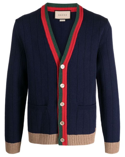 Gucci Web-stripe wool cardigan
