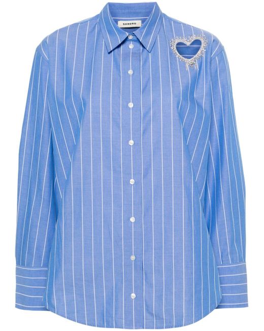 Sandro heart cut-out striped shirt