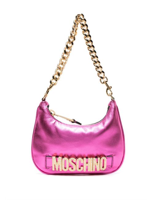 Moschino logo-lettering leather shoulder bag