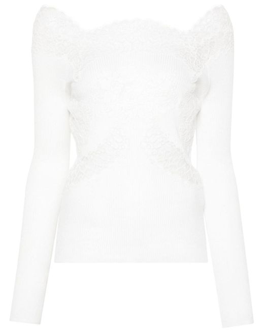 Ermanno Scervino lace-panel knitted top