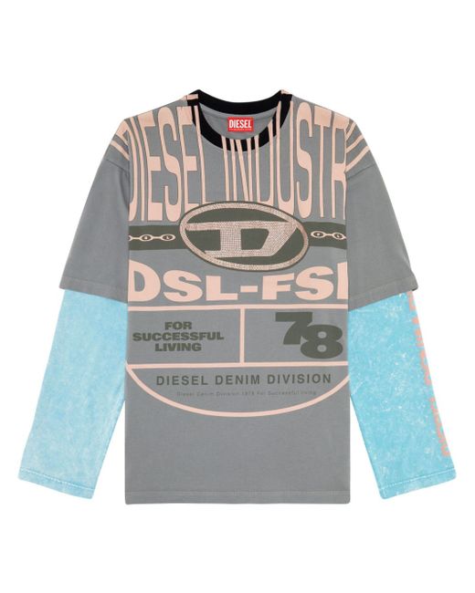 Diesel graphic-print layered T-shirt