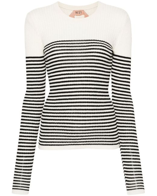 N.21 striped ribbed-knit jumper