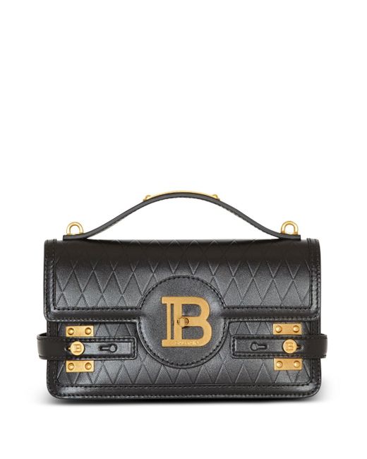 Balmain B-Buzz 24 grid-debossed leather tote bag