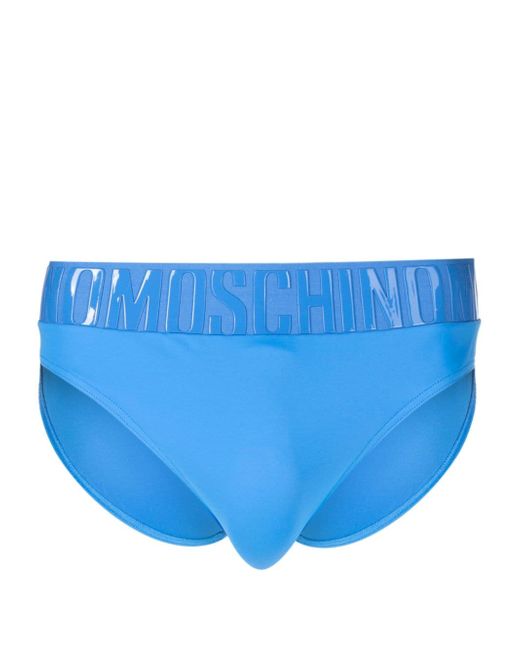 Moschino rubberised-logo waistband swim trunks
