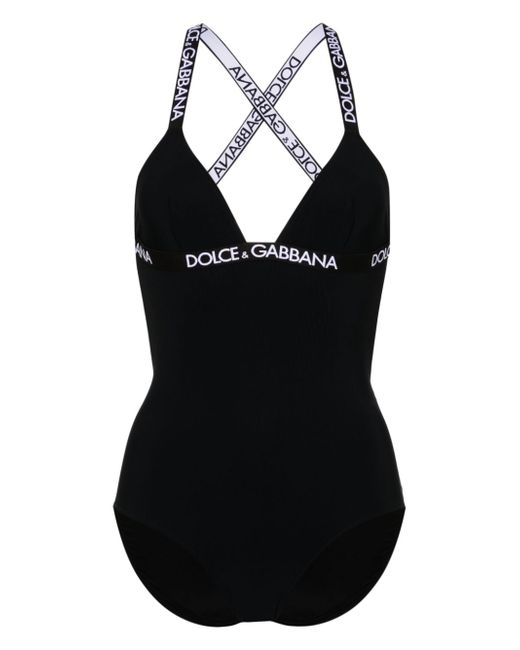 Dolce & Gabbana logo-tape open-back swimsuit