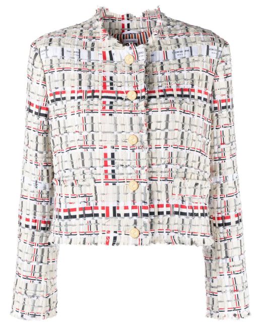 Thom Browne RWB stripe deconstructed-design tweed jacket