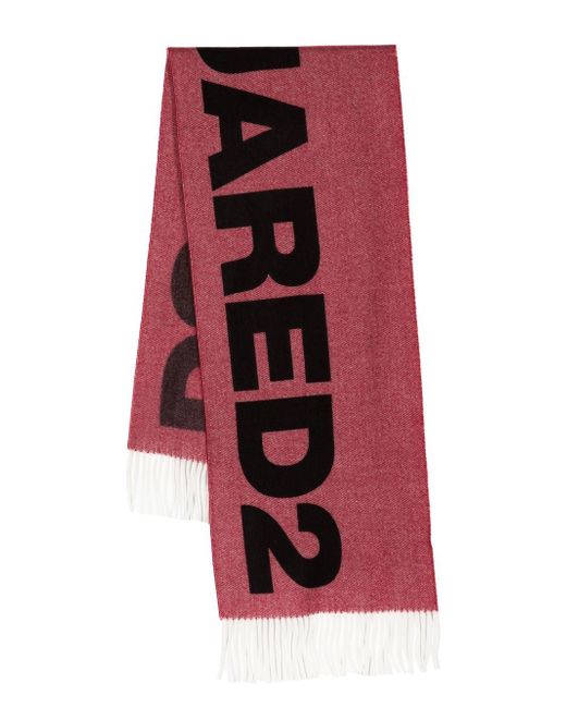 Dsquared2 logo-print frayed-trim scarf