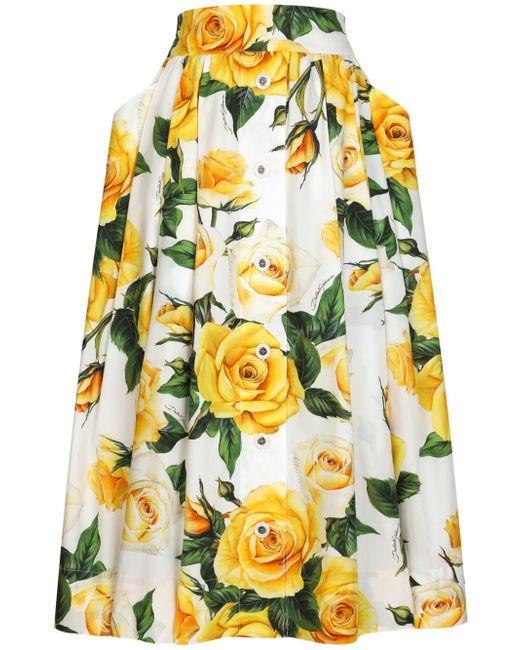 Dolce & Gabbana rose-print midi skirt
